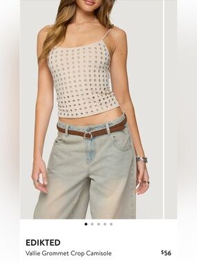 Edikted Beige Tank Top with Silver Grommet Detail